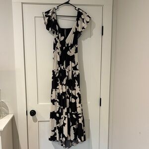 Anthropologie Black and White Floral Maxi Dress